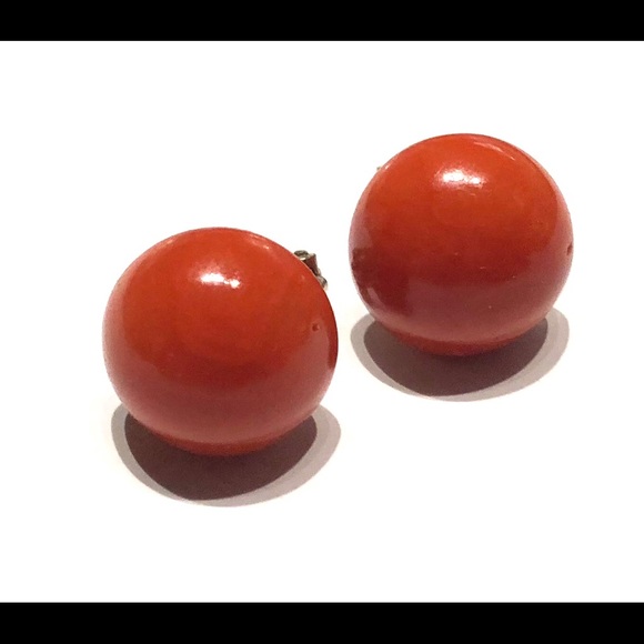 Rare Natural Mediterranean Red Coral Earring 15mm! - Picture 7 of 8